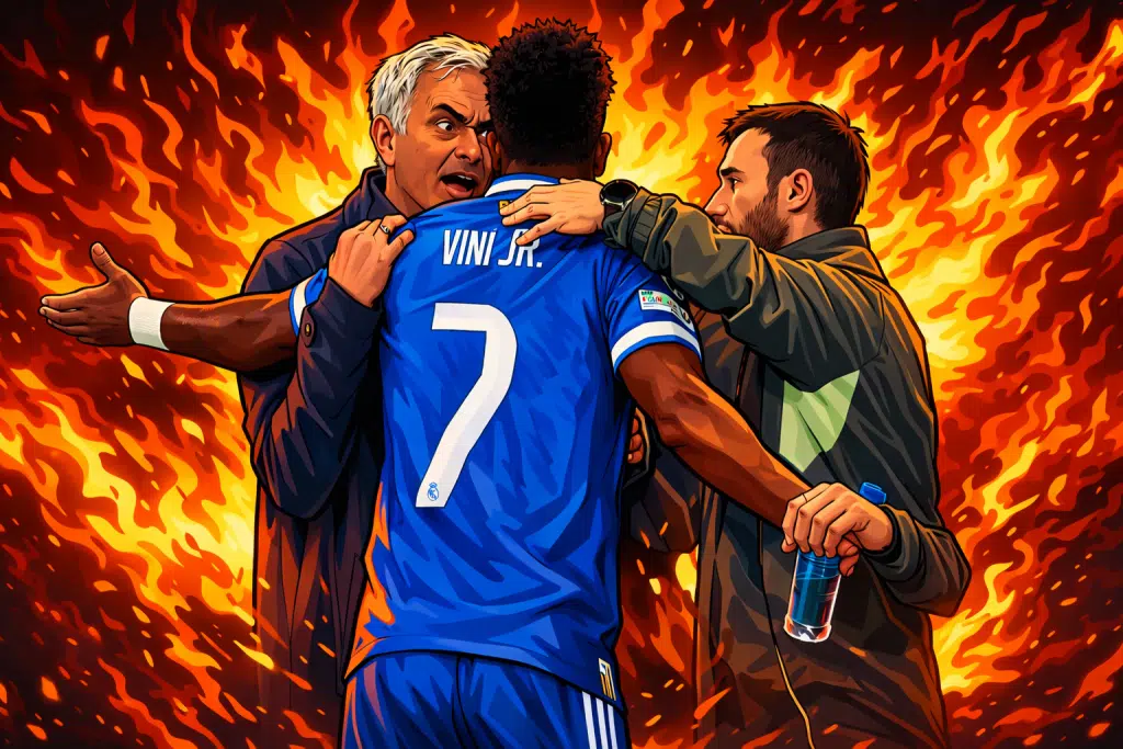 José Mourinho tries to make a point to Vinícius Júnior in Lisbon