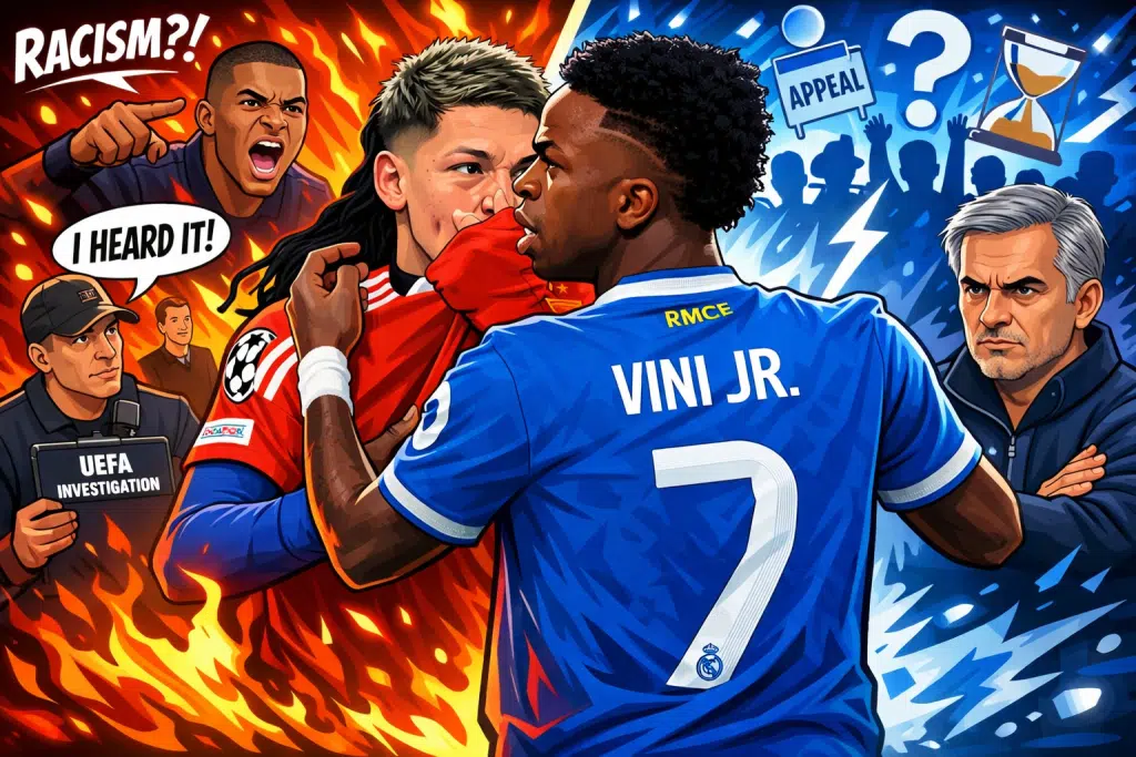 Gianluca Prestianni and Vinícius Júnior during last week’s Champions League game at Benfica.