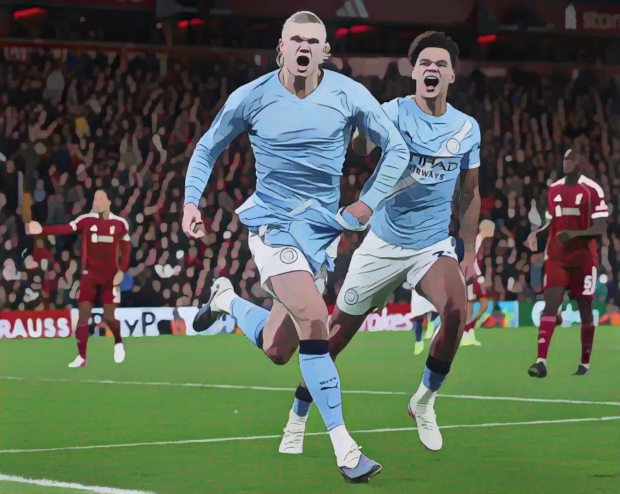 Erling Haaland was upbeat after Manchester City’s win at Anfield