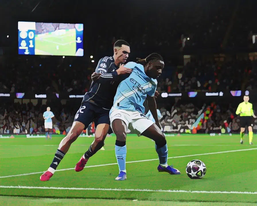 Jeremy Doku (right) said the side did not blame Bernardo Silva, who was sent off early in the second leg, for Manchester City’s loss to Real Madrid.