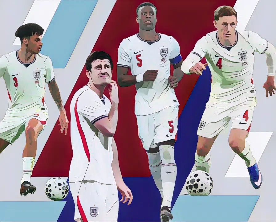 Nico O'Reilly, Harry Maguire, Marc Guéhi and Elliot Anderson.